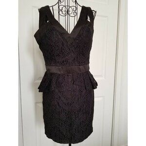 XOXO Juniors Prom Wedding Little Black Dress Satin & Lace w/Peplum Size 7/8